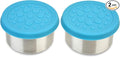 LunchBots 4.5 oz Stainless Steel Dressing Container for Condiments, Dips, Snacks, Dipping Sauce Cups with Silicone Lid, Fits in Lunch Bags and Bento Boxes - Set of 2 (Aqua)