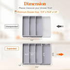 Lifewit Utensil Drawer Organizer, Expendable Cooking Silverware Tray for Kitchen Drawer, Adjustable Cutlery Flatware Holder, Plastic Spatula Tools and Gadgets Storage Divider, 4 Compartments, Gray