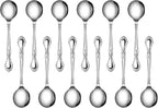 New Star Foodservice 1029529 Rose Pattern, 18/0 Stainless Steel, Bouillon Spoon, 6.1-Inch, Set of 12
