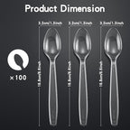 100-Pack Clear Plastic Spoons Disposable BPA-Free Heat Resistant Utensils for Catering & Events -Spoons Heavy Duty Bulk,plastic disposable for Party Supplies