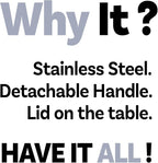CAROTE 3QT Stainless Steel Sauce Pan with Stand-Up Lid, Nonstick Stainless Steel Pot with Detachable Handle, Non Toxic Kitchen Saucepan, Induction Kitchen Cookware, Oven Safe to 600°F