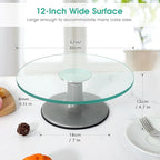 Uten Glass Cake Turntable for Decorating, 12 Inch Rotating Cake Stand, Large Revolving Cake Spinner Stand for Birthday, Party, Wedding Cake Baking Supplies Tools