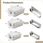 3 PCS Bento Boxes, Stainless Steel Lunch Boxes, Food Storage Containers, Lockable Clips to Leak Proof, Reusable Dishwasher Safe Lunch Snack Boxes(850 ml, 1400 ml, 2400 ml)