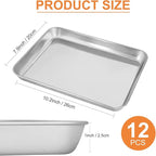 12PCS Stainless Steel 1/8 Sheet Pan, Nonstick Small Cookie Sheet, Small Baking Pans, Toaster Oven Pans, Metal Tray, Stainless Steel Cookie Sheets For Baking, Oven And Dishwasher Safe