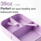 SEVENY Bento Box Adult Lunch Box,Ideal Leak-Proof Lunch Box for Women,BPA-Free Natural Wheat Fiber Material,Reusable Meal Prep Container for Body Builders Purple