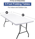 homing Rectangle Table Cloth Cover, Waterproof Polyester Elastic Fitted Tablecloth, Fits for 5 Foot Folding Tables, Washable Table Protector for Picnic, Camping, Outdoor (White, 36" x 60")