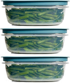 Rubber maid Storage Containers, Easy Find Lids, Teal, 9-cup, Flex & Seal, Leak Proof Lids, Food Storage Set, Clear Meal Prep Flex Containers, 3 Piece Set, Assortment