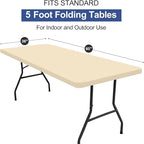 homing Rectangle Table Cloth Cover, Waterproof Polyester Elastic Fitted Tablecloth, Fits for 5 Foot Folding Tables, Washable Table Protector for Picnic, Camping, Outdoor (Champagne, 36" x 60")