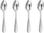 KEAWELL Premium 4-Piece Louise Hammered Spoons Set, 18/10 Stainless Steel, Set of 4, Fine Spoon Set with Round Edge, Dishwasher Safe (5.6" Small Spoons)