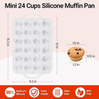 Silicone Mini Muffin Pan, Metal Reinforced Frame 24 Cups Cupcake Pan with Handle Nonstick for Baking Muffins, Cupcakes, Egg Bites