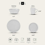 Stone lain Jade Stoneware Dinnerware Set, 32-Piece Service for 8, White