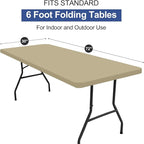 homing Rectangle Table Cloth Cover, Waterproof Polyester Elastic Fitted Tablecloth, Fits for 6 Foot Folding Tables, Washable Table Protector for Picnic, Camping, Outdoor (Taupe, 30" x 72")
