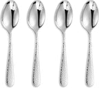 KEAWELL Premium 4-Piece Louise Hammered Spoons Set, 18/10 Stainless Steel, Set of 4, Fine Spoon Set with Round Edge, Dishwasher Safe (6.4" Teaspoons)