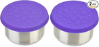 LunchBots 4.5 oz Stainless Steel Dressing Container for Condiments, Dips, Snacks, Dipping Sauce Cups with Silicone Lid, Fits in Lunch Bags and Bento Boxes - Set of 2 (Purple)