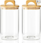 Sweejar 2 qt Glass Food Storage Jars with Airtight Lid, Half Gallon Laundry Pods Container, 64 oz Glass Jars for Laundry Room Organization, 2 Pack