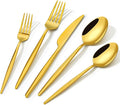 KINGSTONE Silverware Set, 40-Piece Flatware Set Cutlery Set Premium 18/10 Stainless Steel, Tableware Include Forks Knives Spoons for Home Kitchen Restaurant Wedding, Dishwasher Safe, Gold