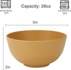 Homienly Unbreakable Cereal Bowls, Wheat Straw Bowl Set 8 PCS, Microwave and Dishwasher Safe Bowl for Soup, Cereal, Salad, Snack, Rice, Reusable Plastic Bowls for Kitchen, RV, Gathering (Yellow,26 OZ)