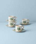 Lenox 894178 Holiday 4-Piece Espresso Cup & Saucer Set, Christmas Dinnerware, Hosting