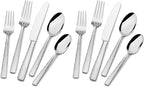 Mikasa, Oliver Gleam Flatware Service for 12, 18/10 Stainless Steel, Silverware Set with Serving Utensils | (Pack of 130)