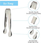 6PCS Ice Tongs Mini Sugar Tongs 4.25Inch Stainless Steel Small Serving Tong, Tiny Kitchen Tong for Appetizers,Tea Party, Coffee Bar, Desserts by Sunenlyst (Silver)