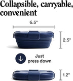 STOJO Collapsible Sandwich Box – 24oz, Reusable Food Storage Container, Silicone Bowl for Hot/Cold Food – Meal Prep, Lunch, Camping, Hiking – Dishwasher Safe (Set of 1, Denim)