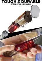 Dalstrong Chef Knife - 8 inch - Valhalla Series - 9CR18MOV HC Steel Kitchen Knife - Red Resin & Wood Handle - Razor Sharp Kitchen Knife - Cooking Knife - Chef's Knife - w/Leather Sheath