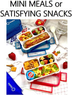Snack Containers - Small Bento Lunch Box for Kids Girls Boys Toddlers | MINI Leakproof Boxes, Baby Bentobox for School Daycare Travel, Portion Containers, 2 pack, Red Navy Blue