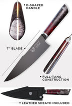 Dalstrong Santoku Knife - 7 inch - Spartan Ghost Series - Premium American Forged S35VN Powdered Steel Kitchen Knife - Razor Sharp Kitchen Knife - Maple & Red Resin Handle - Vegetable Knife - Sheath