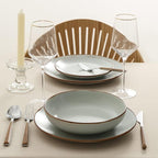 Stone Lain, Stoneware, Service for 4, Light Green, Plates and Bowls Sets, Dinnerware Set with 4 Dinner - & 4 Salad Plates, 4 Pasta - & 4 Round Bowls, Dishwasher & Microwave Safe, 16-Piece