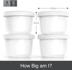 BALCI - 8oz Mini Ice Cream Containers with Silicone Lids (Set of 4) - Freezer Food Storage Containers, Reusable, LeakProof, For Homemade IceCream Containers - White with Sprinkles