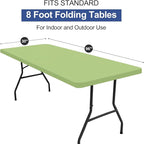 homing Rectangle Table Cloth Cover, Waterproof Polyester Elastic Fitted Tablecloth, Fits for 8 Foot Folding Tables, Washable Table Protector for Picnic, Camping, Outdoor (Sage Green, 30" x 96")
