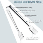 8 Pack Serving Tongs by Tcoin, 12 Inch Functional Tongs for Serving Food at Parties and Get-togethers, Versatile and Durable
