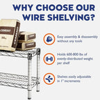 Shelving Inc. 14" d x 48" w Chrome Wire Shelving with 2 Tier Shelves, Weight Capacity 800lbs Per Shelf