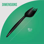 1,000 Plastic Disposable Sporks Bulk Black Medium Weight Disposable Silverware Plastic Cutlery Spork