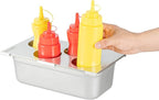 Restaurantware Squeeze Bottle Template Pack of 1 Stainless Steel 4 Hole Holder Top, 3.25" Diameter Fits 1/3 Size Food Pans, Dishwasher Friendly Integrated Lip Design Holder Top for Condiment Bottles