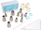 11 Pcs Extra Large Piping Tip Set,Stainless Steel Cake Decorating Icing Tips Nozzles,Professional Pastry Tips for Cupcake, Cookie and Puff