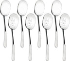 8 Pieces Extra Large Serving Spoons Set, 11 Inch Serving and Slotted Spoon, Stainless Steel Cooking Spoons, Serving Utensils for Kitchen Buffet Parties