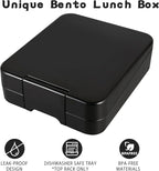 Bento Lunch Box Set for Kids with 10oz Soup Thermo, Leak-Proof Lunch Containers with 4 Compartment, Kids Thermo Hot Food Jar and Insulated Lunch Bag for Kid to School,BPA-Free(Black)