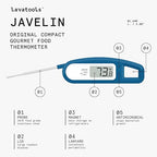 Lavatools Javelin® Ultra-Fast 3-Second Digital Instant Read Meat Thermometer for Grill and Cooking, 2.75" Probe, Compact Foldable Design, Large Display, IP65 Water Resistant, NSF Certified – Milk