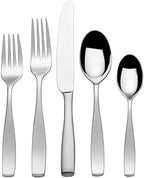 Mikasa Satin Loft 65-Piece Flatware Set for 12, 18/10 Stainless Steel Silverware with Forks, Knives, Spoons, and Serving Utensils, Durable and Elegant Design