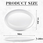 Dandat 12 Pcs Large Serving Platters Oval Trays White Plates Serving Dish for Wedding Party Restaurant Home Steak, Taco, Sushi, Appetizer, Cake (16 Inch)