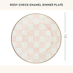 MACKENZIE-CHILDS Enamel Dinner Plate, Decorative Dinnerware Plate, 10 Inches, Set of 1, Pink-and-White Rosy Check