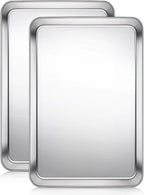 Baking Sheet, Cookie Sheet, Stainless Steel Baking Pan, 2 Piece-16''x 12'' x 1'', Sheet Pan for Oven, Jelly Roll Pan, Baking Tray for Baking&Roasting, Nonstick&Nontoxic&Easy Clean