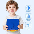Bento Box for Kids - Leak-Proof Bento Lunch Box with Insulated Thermos Food Jar - 4 Compartments, 1 Removable Divider, 1Spoon, 1 Fork - Dishwasher Safe, BPA-Free (Blue)