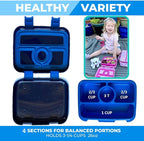 Bento Box Lunch Boxes for Kids Boys Girls, Snack Containers for Toddler Daycare, Pre-School Lunches, 4 Divided Compartments, Pink Unicorn + Blue Space Dinosaur 2 pack