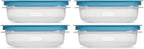 Rubber maid 1.25 Cup Flex & Seal Leak Proof Lids Food Storage Container Set, Teal, Clear Meal Prep Flex Containers, 4 Piece Bundle Set