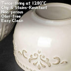 Artena Small Bowls Set of 4, 12 oz Ceramic Embossment Dessert Bowls, white Bowl for Kitchen, Ice Cream, Side Dishes, Rice, Cereal, Fruit, 4.5 Inch, Microwave & Dishwasher Safe, Damask Floral