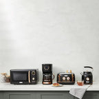 Haden Dorset 4 Slice Wide Slot Stainless Steel Toaster with Adjustable Browning Control & Non-Slip Feet, Black & Copper