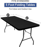 homing Rectangle Table Cloth Cover, Waterproof Polyester Elastic Fitted Tablecloth, Fits for 5 Foot Folding Tables, Washable Table Protector for Picnic, Camping, Outdoor (Black, 30" x 60")