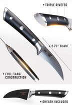 Dalstrong Tourne Peeling Paring Knife - 2.75 inch - Gladiator Series Elite - Forged German High-Carbon Steel - G10 Handle - Kitchen Knife - Sheath Included - NSF Certified